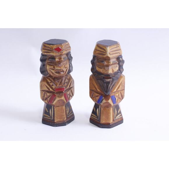 Ainu Nipopo, Art Statues, Man and Woman, 4", Wooden, Hand Carved, Japan, - Picture 1 of 3